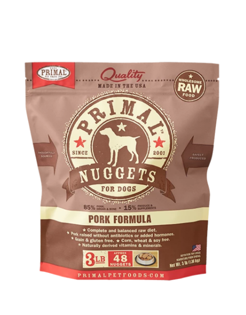 Primal Frozen Dog Nuggets 3 lbs Pork - The Pet Beastro