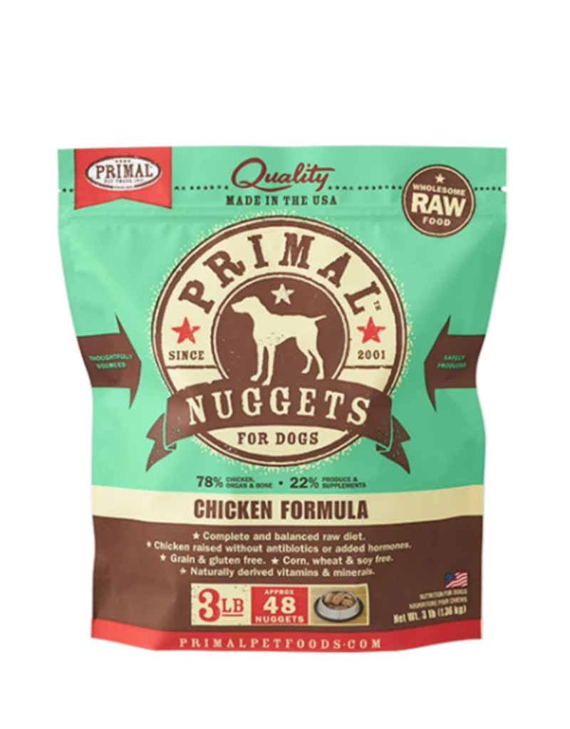 Primal Pet Foods Primal Raw Frozen Nuggets Dog Food Chicken 3 lb CASE/8 (*Frozen Products for Local Delivery or In-Store Pickup Only. *)