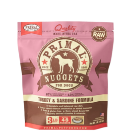 Primal Pet Foods Primal Raw Frozen Nuggets Dog Food Turkey & Sardine 3 lb CASE/8 (*Frozen Products for Local Delivery or In-Store Pickup Only. *)