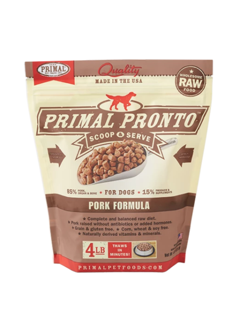 Primal Pet Foods Primal Raw Frozen Pronto Dog Food Pork 4 lb (*Frozen Products for Local Delivery or In-Store Pickup Only. *)
