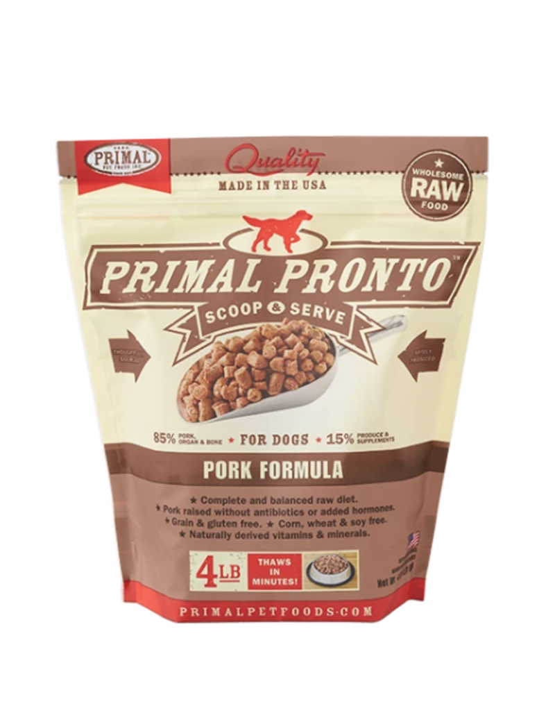 Primal Pronto Frozen Dog Food Pork 4 Lbs The Pet Beastro