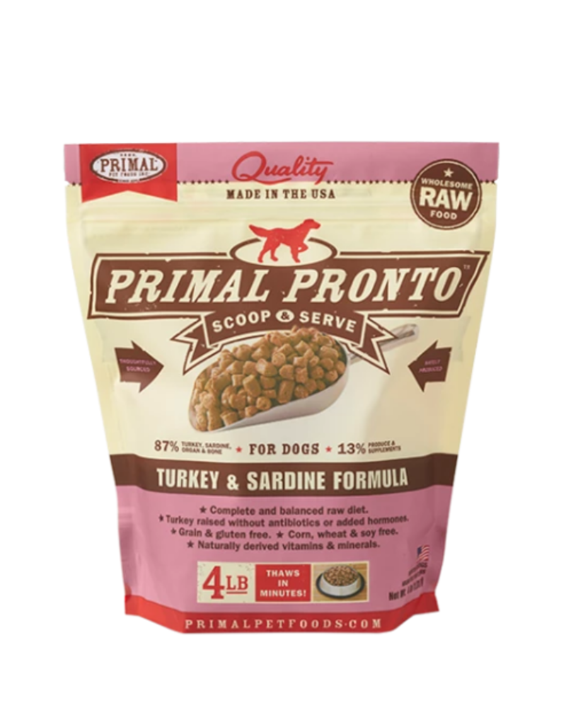 Primal Pet Foods Primal Raw Frozen Pronto Dog Food Turkey & Sardine 4 lb (*Frozen Products for Local Delivery or In-Store Pickup Only. *)