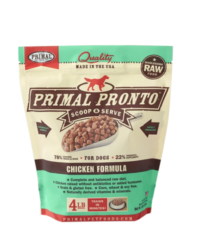 Primal Pet Foods Primal Raw Frozen Pronto Dog Food Chicken 4 lb (*Frozen Products for Local Delivery or In-Store Pickup Only. *)