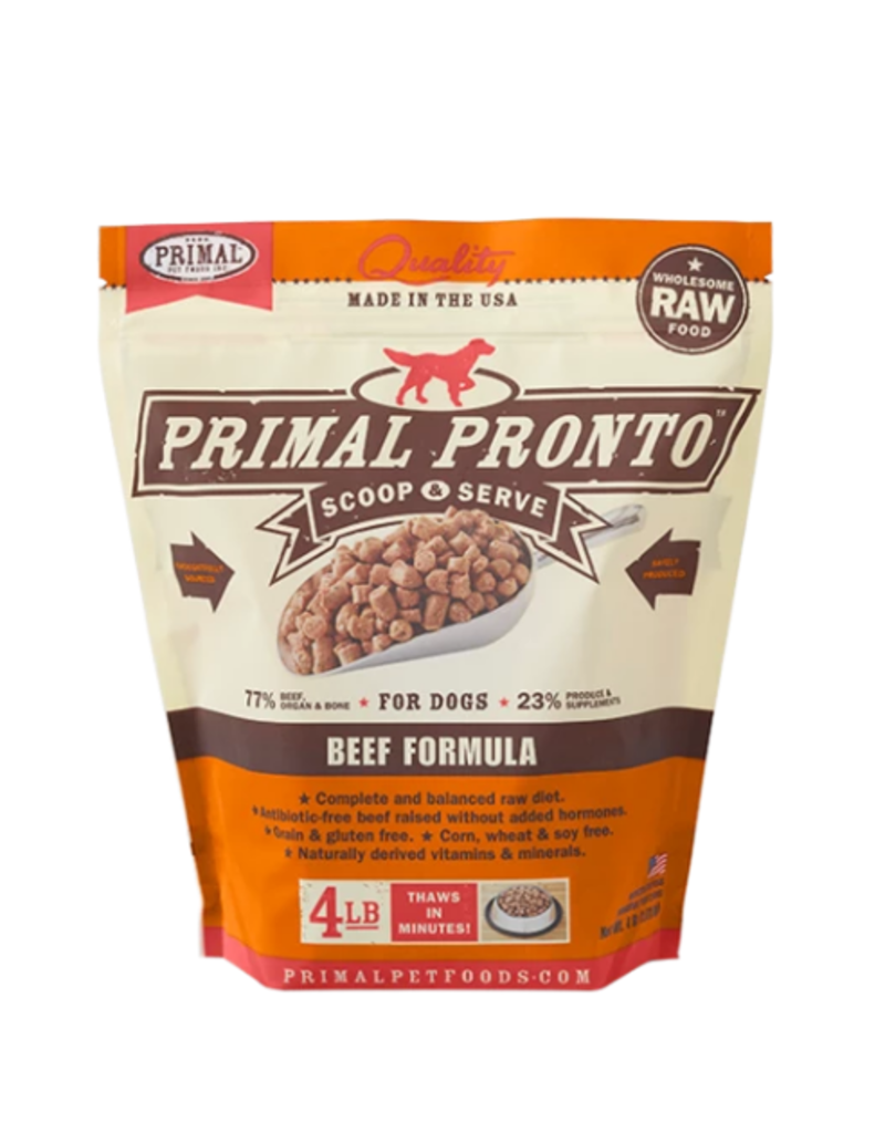 Primal Pet Foods Primal Raw Frozen Pronto Dog Food Beef 4 lb (*Frozen Products for Local Delivery or In-Store Pickup Only. *)