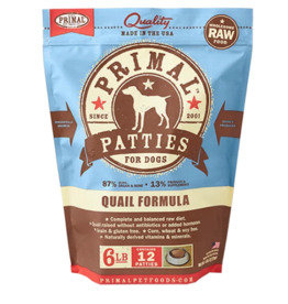 Primal Pet Foods Primal Raw Frozen Patties Dog Food Quail 6 lb (*Frozen Products for Local Delivery or In-Store Pickup Only. *)