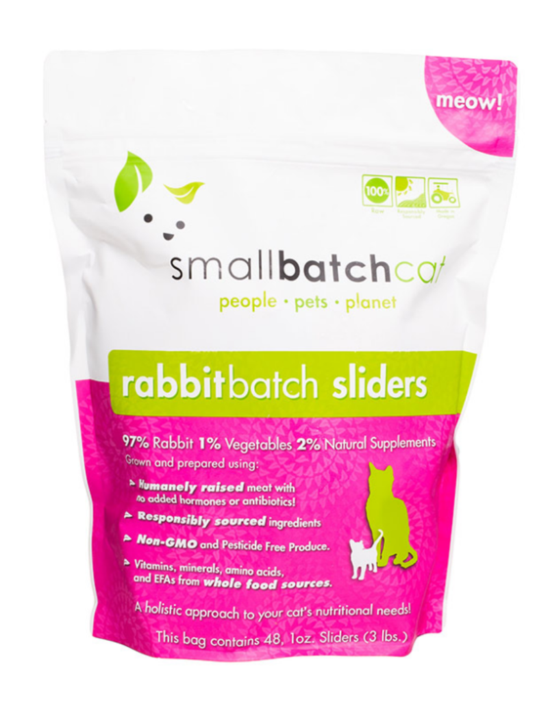 Smallbatch Pets Smallbatch Frozen Cat Food 1 oz Sliders | CASE Rabbit 3 lbs (*Frozen Products for Local Delivery or In-Store Pickup Only. *)