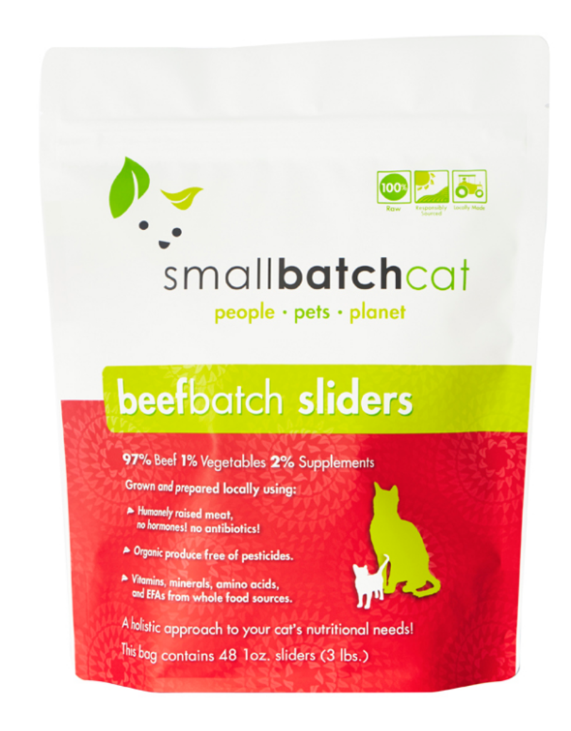 Smallbatch Pets Smallbatch Frozen Cat Food 1 oz Sliders | CASE Beef 3 lbs (*Frozen Products for Local Delivery or In-Store Pickup Only. *)