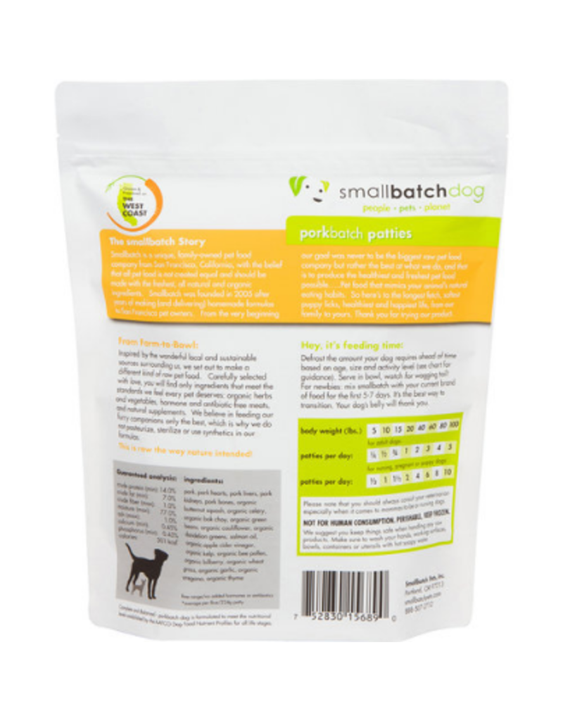 Smallbatch Pets Smallbatch Frozen Dog Food 8 oz Patties | Pork 6 lbs (*Frozen Products for Local Delivery or In-Store Pickup Only. *)