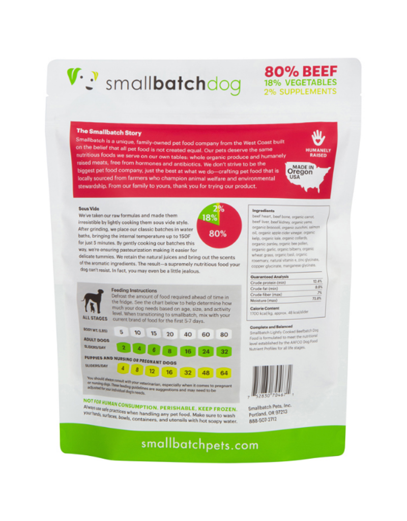 Smallbatch Frozen Dog Food Lightly Cooked Beef 5 Lbs Single