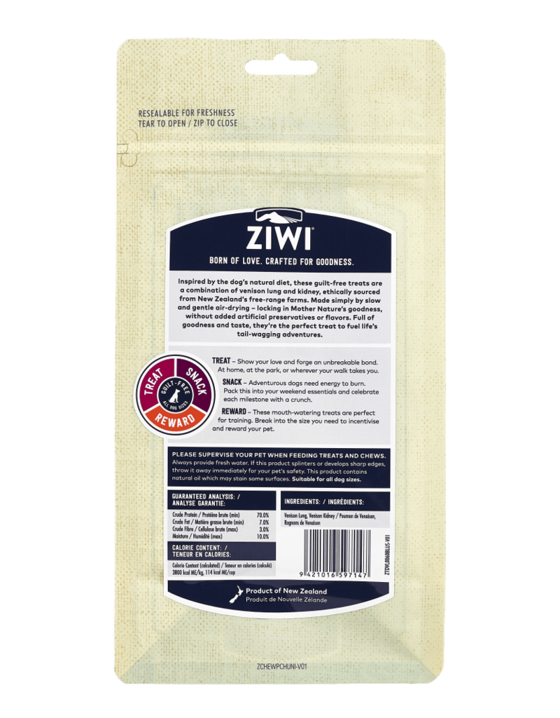 Ziwipeak Ziwipeak Dog Chews | Venison Lung & Kidney Chips 2.1 oz