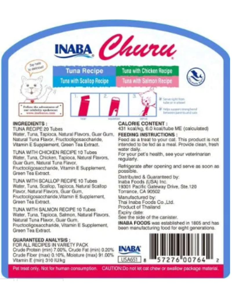 Inaba Inaba Variety Pack Churu Puree Tuna 50 pk