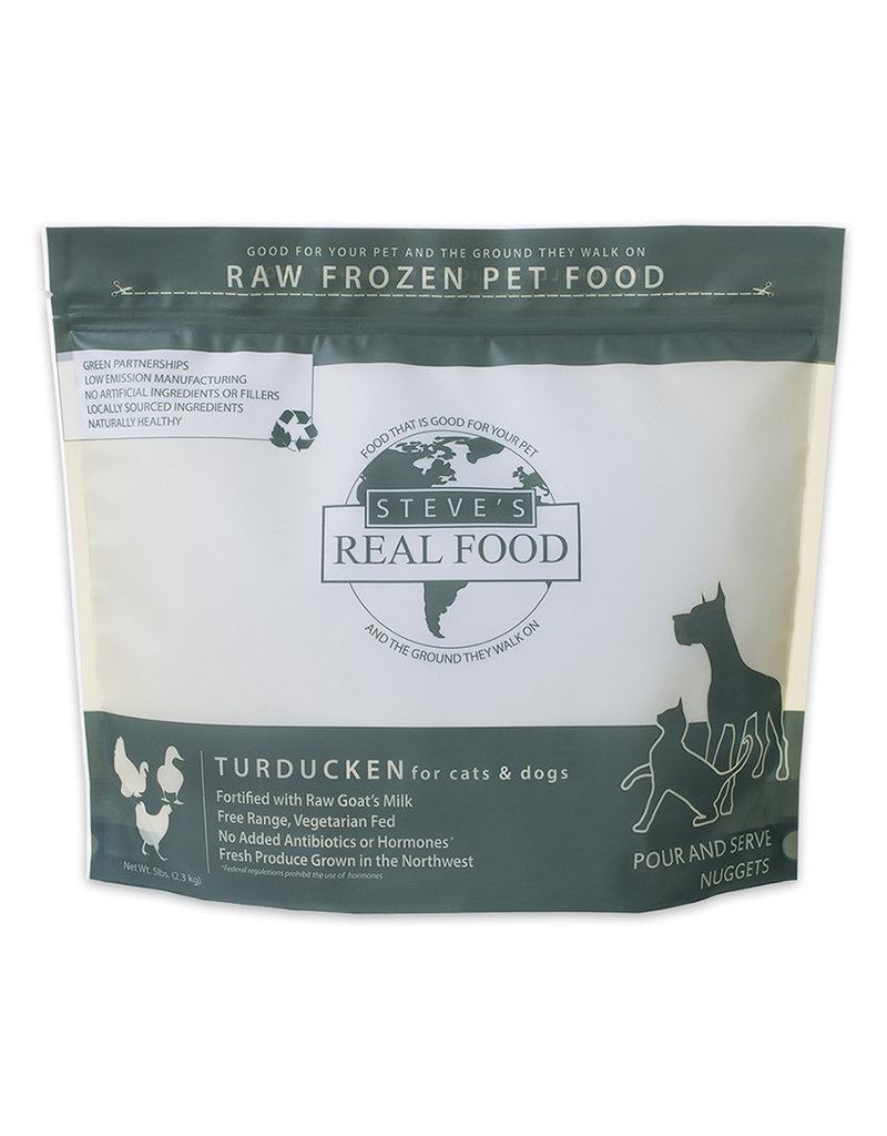 Steve's Real Food The Pet Beastro Steve's Real Food Frozen Dog & Cat Nuggets Turducken 5 lbs For Raw Feeding and High Protein Diets (*Frozen Products for Local Delivery or In-Store Pickup Only. *)