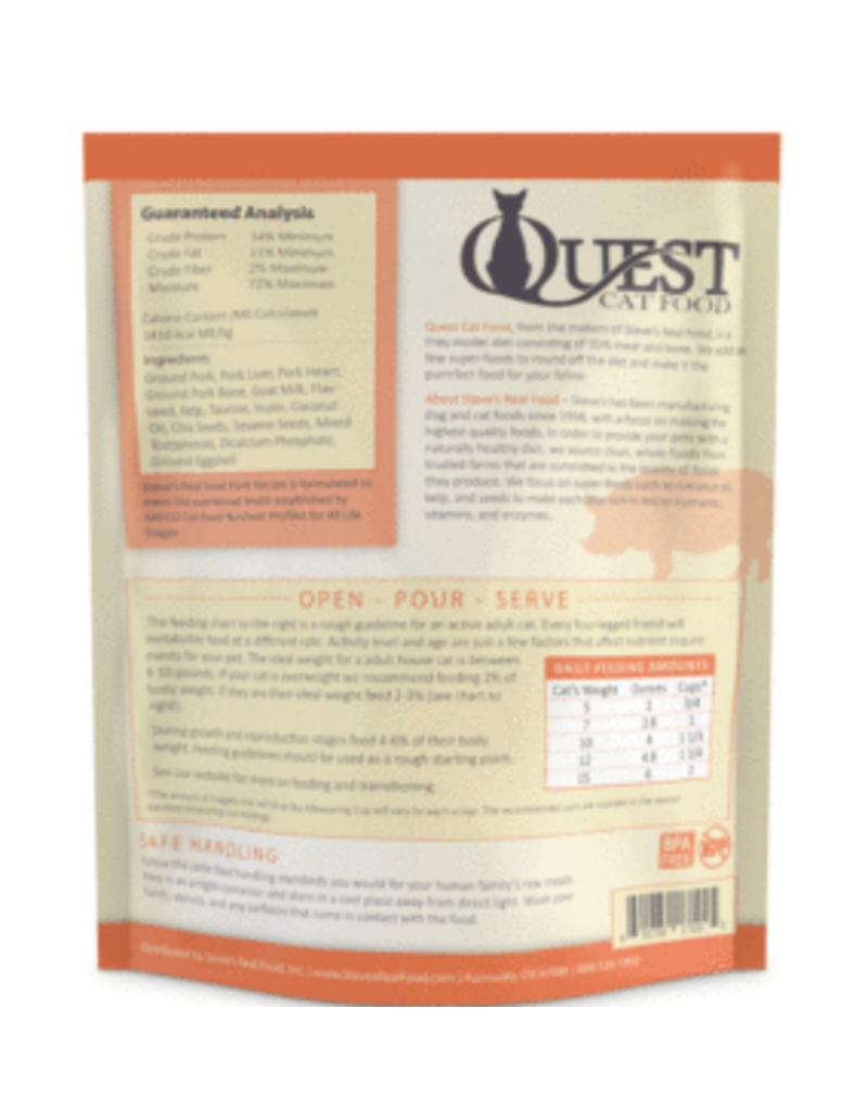 Steve's Real Food The Pet Beastro Steve's Real Food Quest Frozen Cat Nuggets Pork 2 lb For Raw Feeding and High Protein Diets (*Frozen Products for Local Delivery or In-Store Pickup Only. *)
