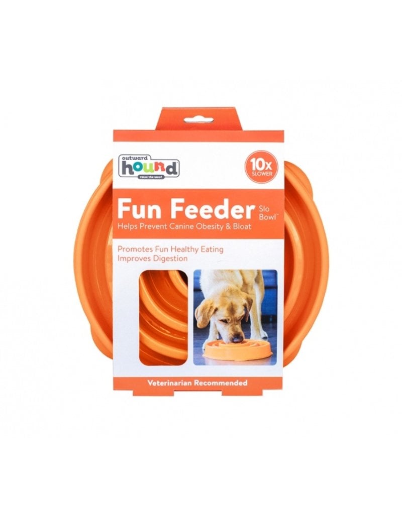 Outward Hound Fun Feeder, Slo Bowl, Large Orange Swirl - The Pet