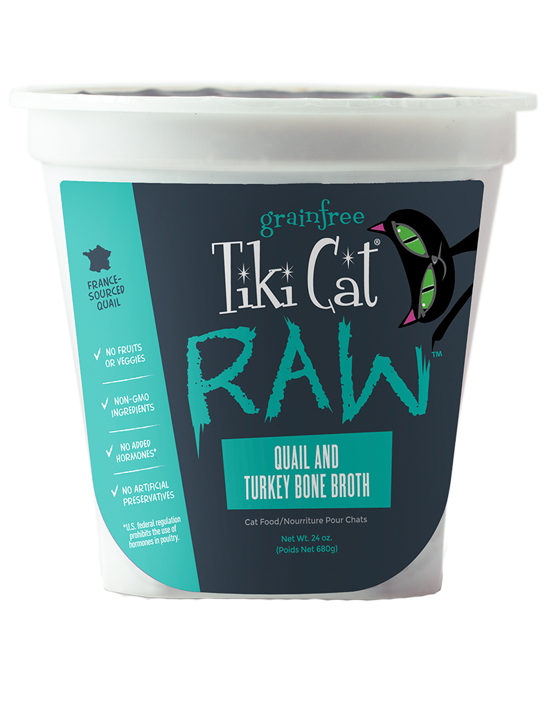 Tiki Cat Tiki Cat Raw Frozen Cat Food CASE | Quail w/ Turkey Bone Broth 24 oz (*Frozen Products for Local Delivery or In-Store Pickup Only. *)