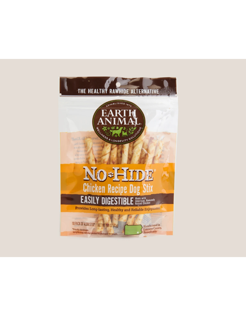 Earth Animal Earth Animal No Hide Stix Chicken 4.5 in 10 pk (1.6 oz)