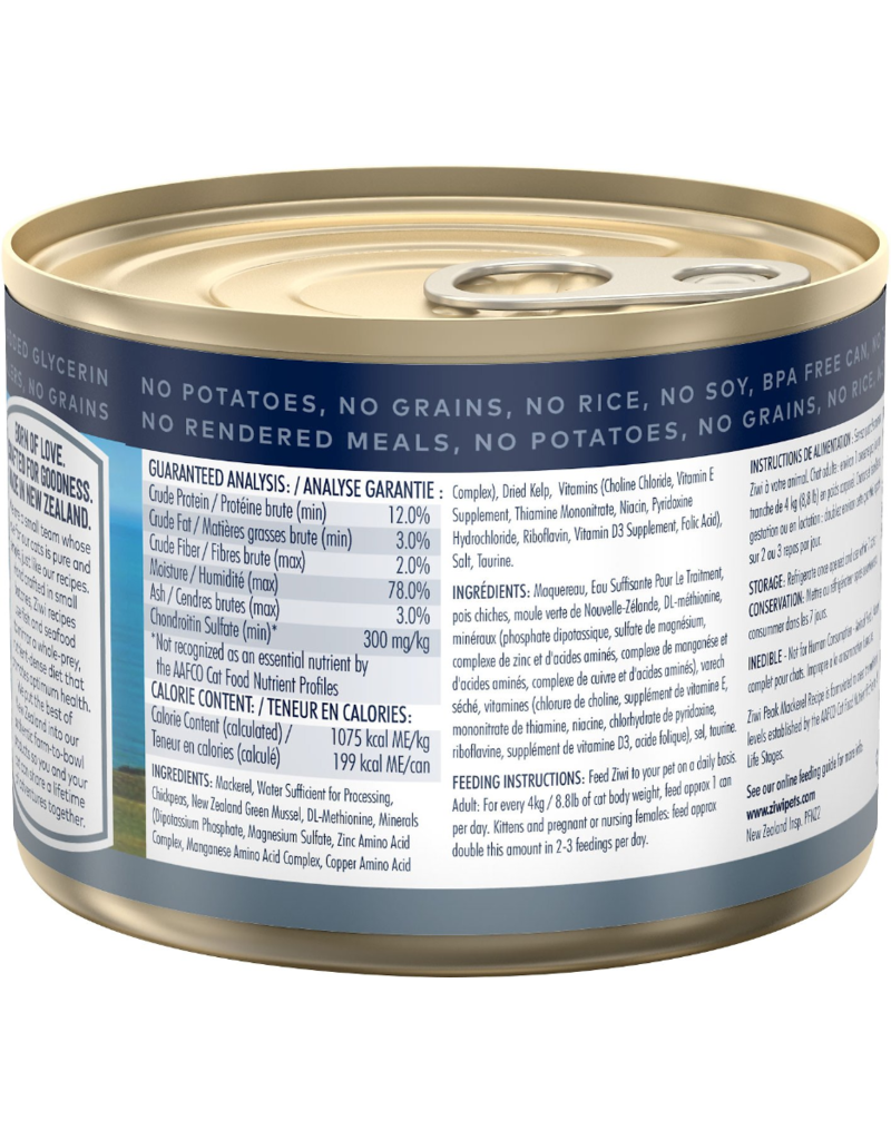 Ziwipeak ZiwiPeak Canned Cat Food Mackerel 6.5 oz CASE