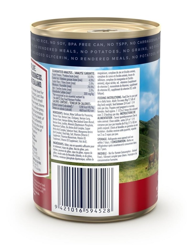 Ziwipeak ZiwiPeak Canned Dog Food Venison 13.75 oz CASE