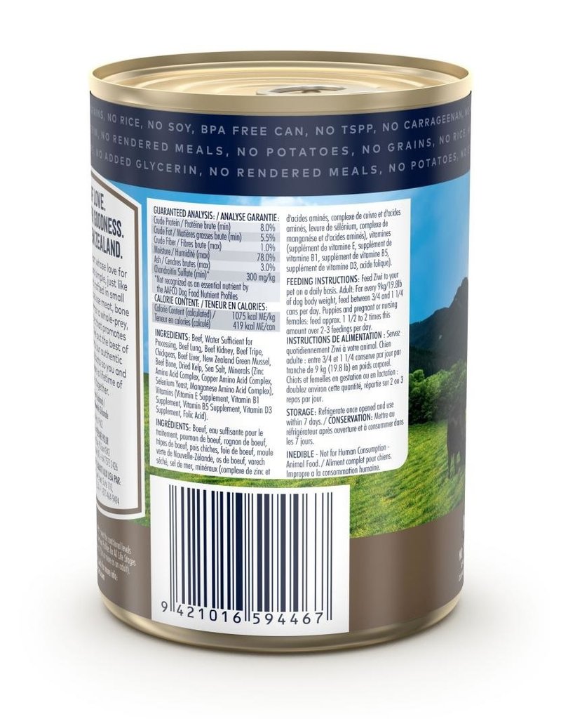 Ziwipeak ZiwiPeak Canned Dog Food Beef 13.75 oz CASE