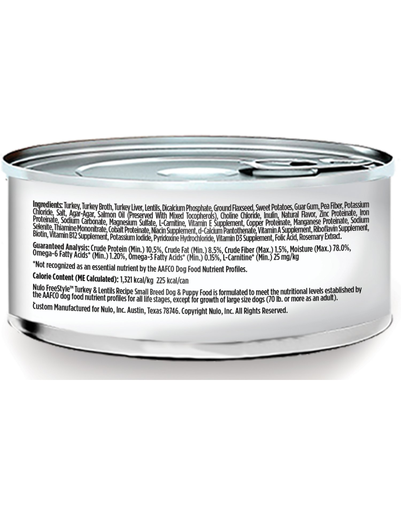 Nulo Nulo Freestyle GF Canned Dog Food Turkey & Lentil Small Breed 6 oz single