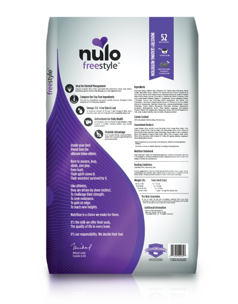 Nulo Nulo Freestyle Cat Kibble | Hairball Management Turkey & Cod 12 lb