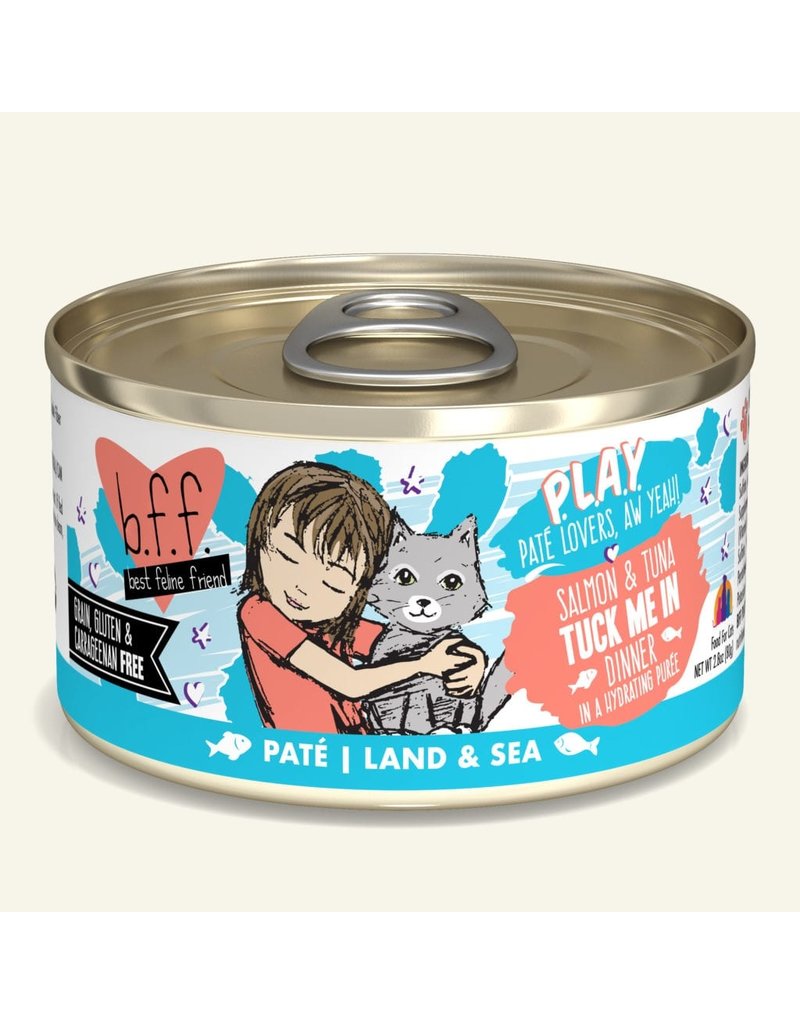 Weruva Best Feline Friend PLAY Land & Sea Pate | CASE Salmon & Tuna Tuck Me In Dinner in Puree 2.8 oz