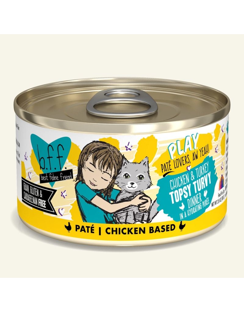 Weruva Best Feline Friend PLAY Land & Sea Pate | CASE Chicken & Turkey Topsy Turvy Dinner in Puree 2.8 oz