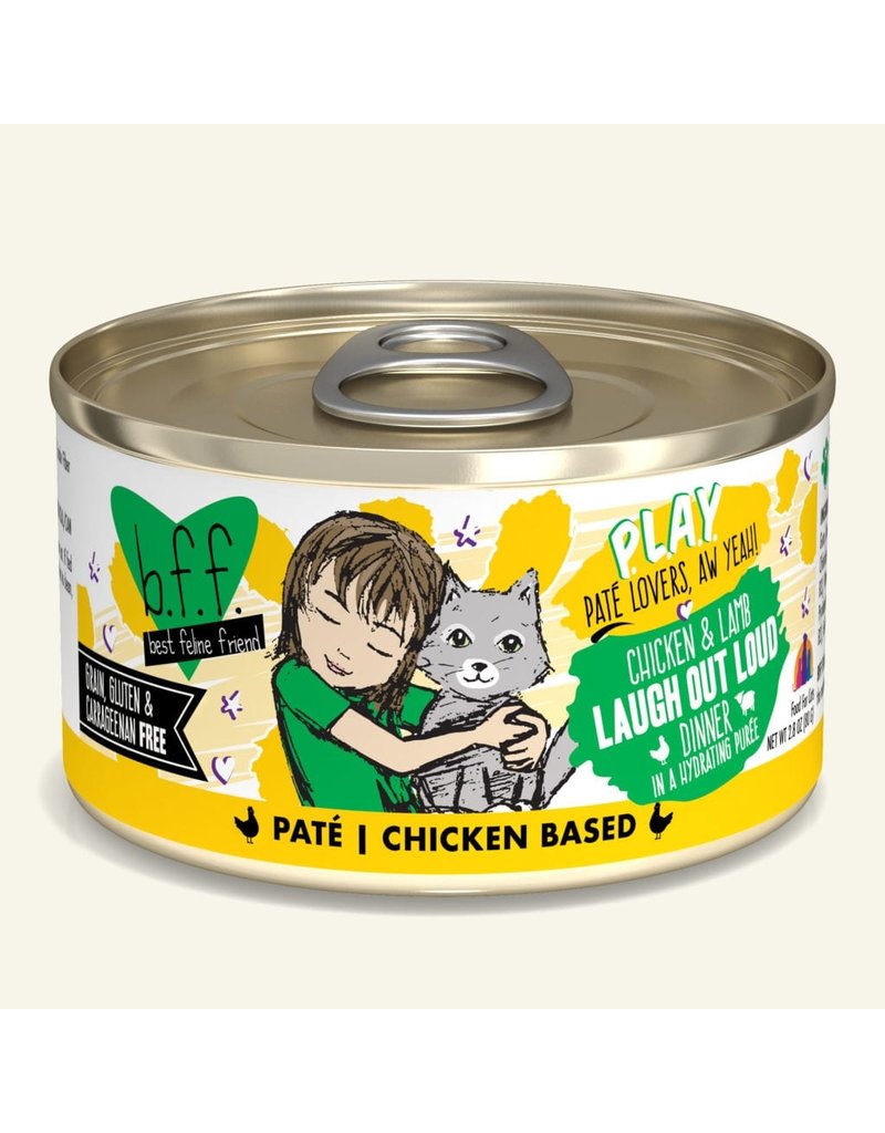 Weruva Best Feline Friend PLAY Land & Sea Pate |  Chicken & Lamb Laugh Out Loud Dinner in Puree 2.8 oz single