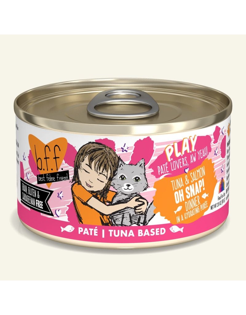 Weruva Best Feline Friend PLAY Land & Sea Pate | Tuna & Salmon Oh Snap Dinner in Puree 2.8 oz single