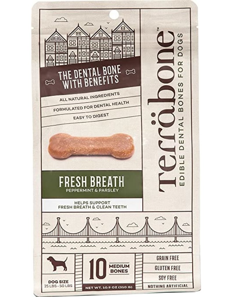Presidio Natural Pet Co DISC Terrabone Dental Bones Fresh Breath Medium 10.9 oz