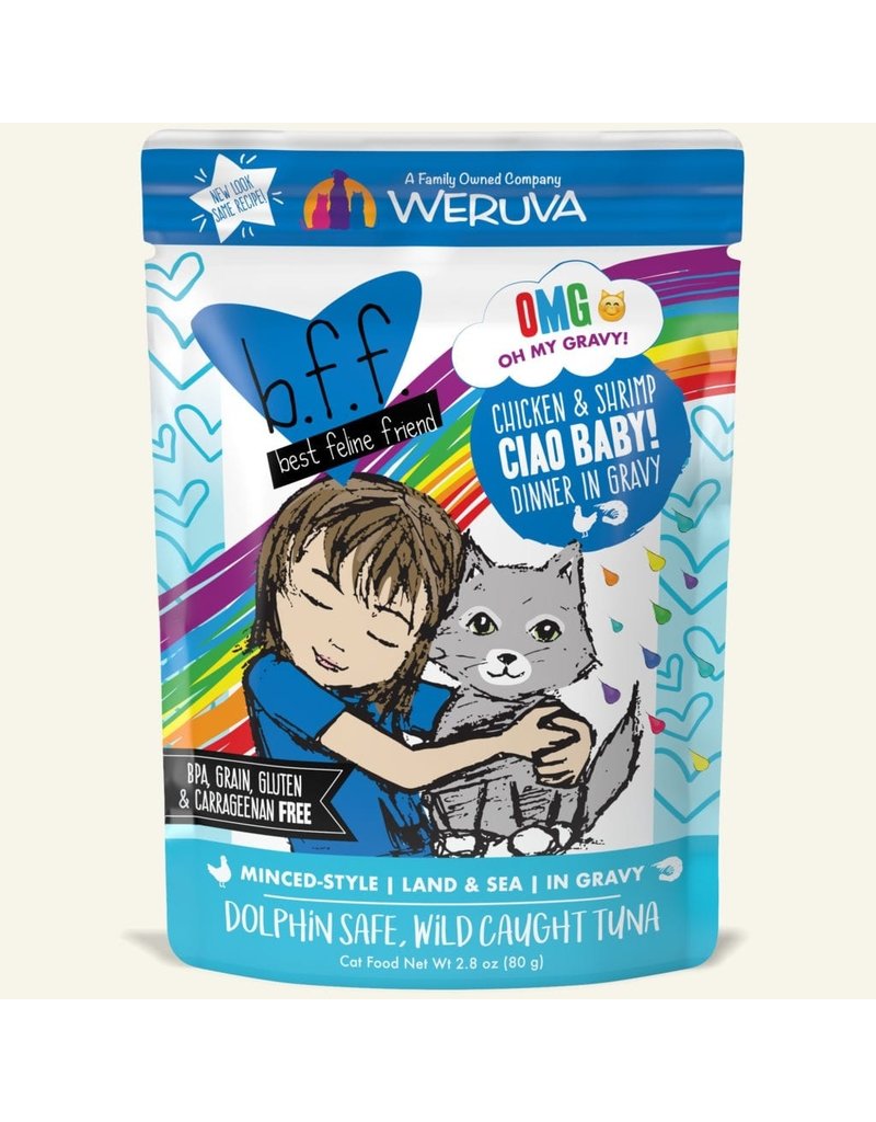 Weruva Weruva BFF OMG! Cat Food Pouch | Ciao Baby Chicken & Shrimp 2.8 oz CASE