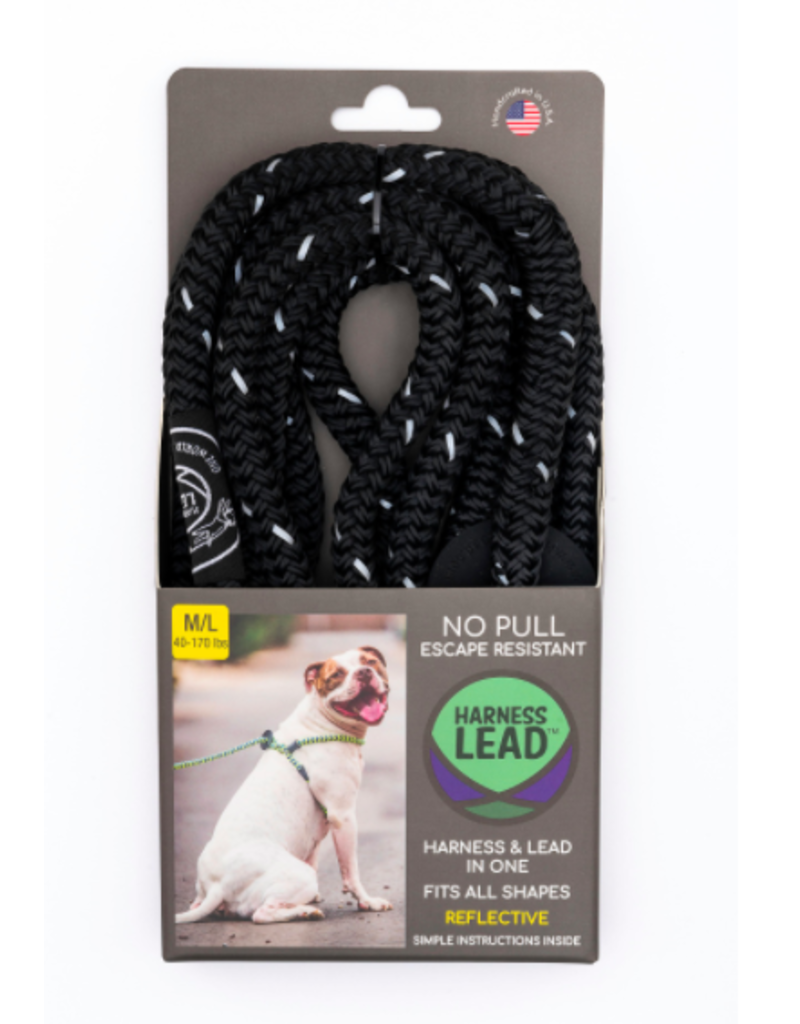 Harness Lead Harness Lead | Black Reflective Large 40-170 lbs