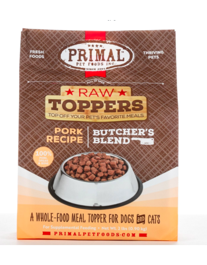 Primal Pet Foods Primal Raw Toppers | Butcher's Blend Pork Grind - Meat, Bone & Organ 2 lb (*Frozen Products for Local Delivery or In-Store Pickup Only. *)