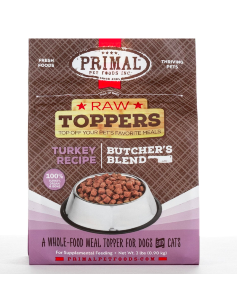 Primal Pet Foods Primal Raw Toppers | Butcher's Blend Turkey Grind - Meat, Bone & Organ 2 lb (*Frozen Products for Local Delivery or In-Store Pickup Only. *)