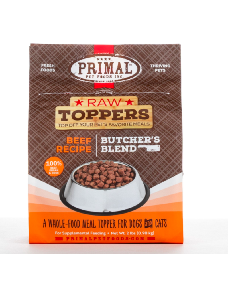 Primal Pet Foods Primal Raw Toppers | Butcher's Blend Beef Grind - Meat, Bone & Organ 2 lb (*Frozen Products for Local Delivery or In-Store Pickup Only. *)