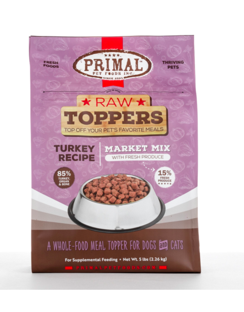 Primal Pet Foods Primal Raw Toppers | Market Mix Turkey & Produce 5 lb (*Frozen Products for Local Delivery or In-Store Pickup Only. *)