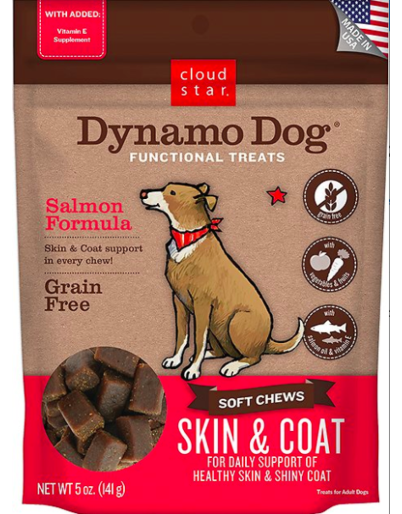Cloud Star Cloud Star Dynamo Dog Functional Treats Skin & Coat Salmon 5 oz