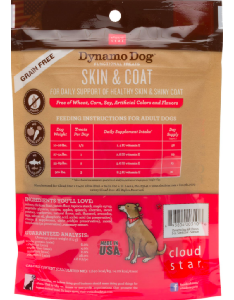 Cloud Star Cloud Star Dynamo Dog Functional Treats Skin & Coat Salmon 14 oz