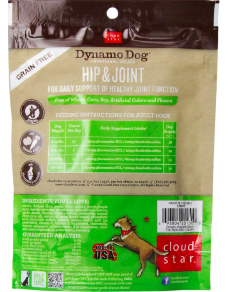 Cloud Star Cloud Star Dynamo Dog Functional Treats Hip & Joint Chicken 5 oz