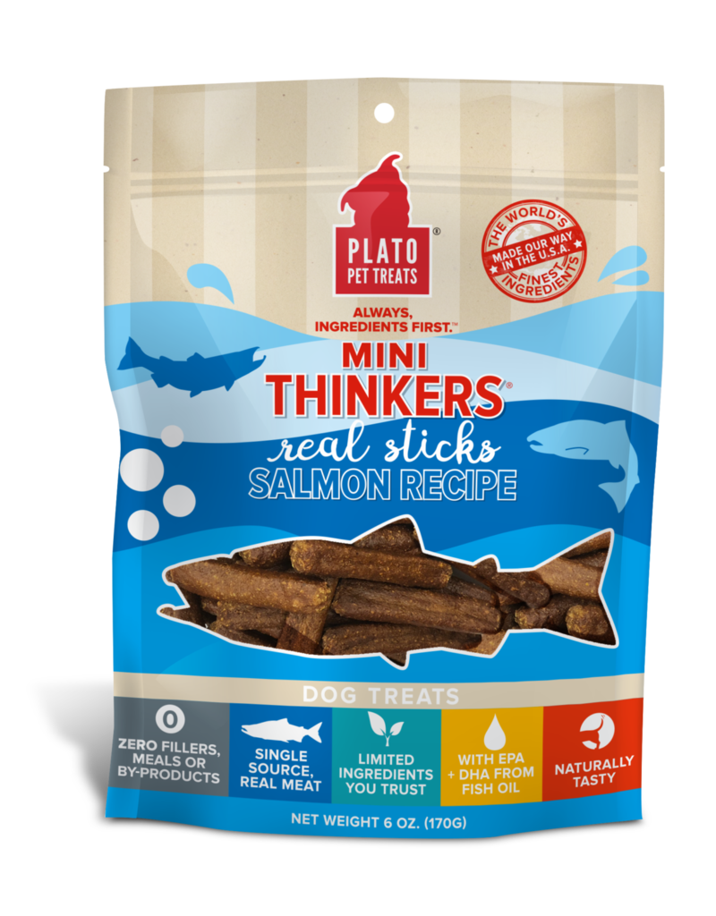 Plato Plato Mini Thinkers Dog Treats Salmon 3 oz