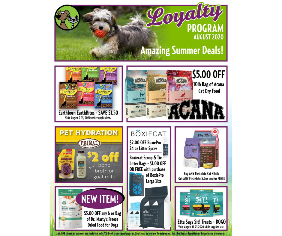 August Loyalty Program Specials For Cats & Dogs Are Here!