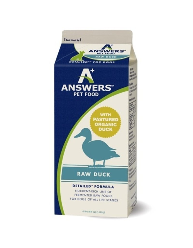 Answer's Pet Food Answers Frozen Dog Food Detailed Duck Carton CASE 4 lbs (*Frozen Products for Local Delivery or In-Store Pickup Only. *)