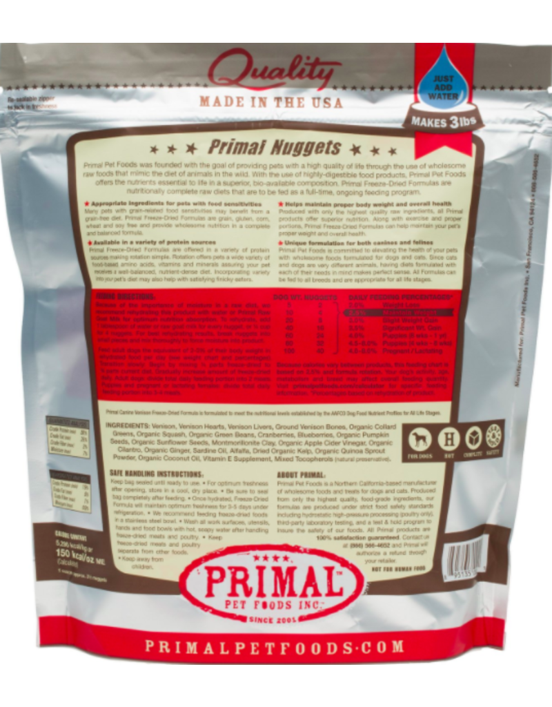 Primal Pet Foods Primal Freeze Dried Dog Nuggets | Venison 14 oz