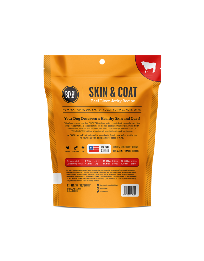 Bixbi Bixbi Jerky Dog Treats Skin & Coat Beef Liver 12 oz