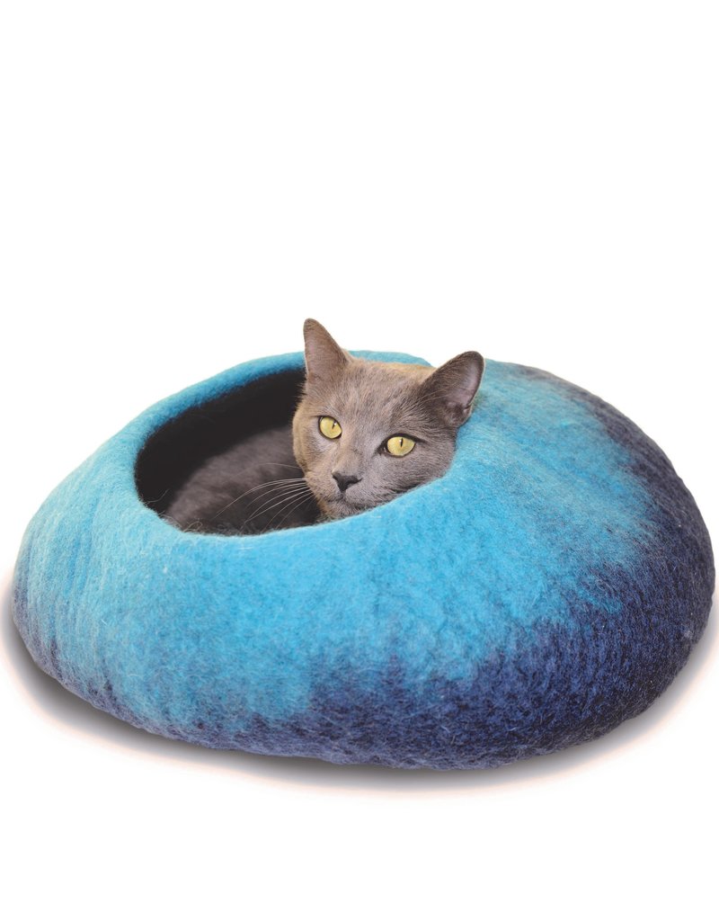 Distinctly Himalayan Distinctly Himalayan Felt Cat Cave Ombre Navy/Turquoise