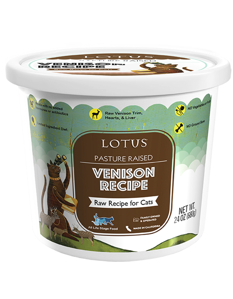 Lotus Natural Pet Food Lotus Frozen Raw Cat Food | Pasture Raised Venison 24 oz (*Frozen Products for Local Delivery or In-Store Pickup Only. *)