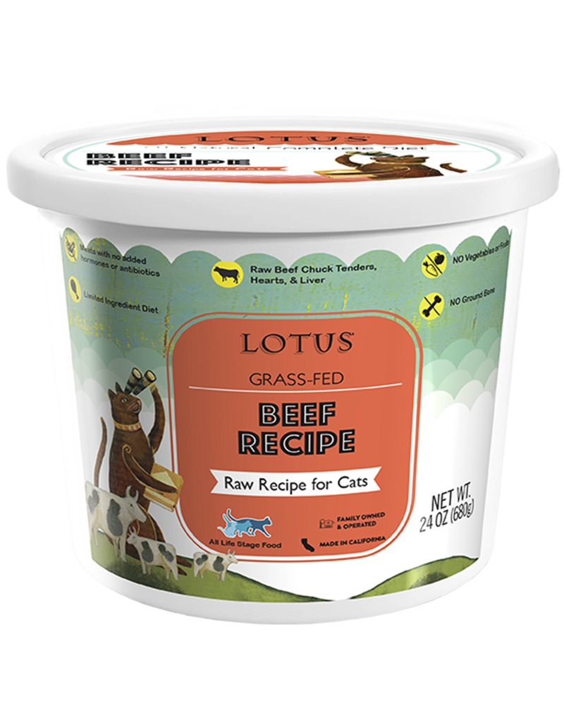 Lotus Natural Pet Food Lotus Frozen Raw Cat Food | Grass Fed Beef 24 oz (*Frozen Products for Local Delivery or In-Store Pickup Only. *)