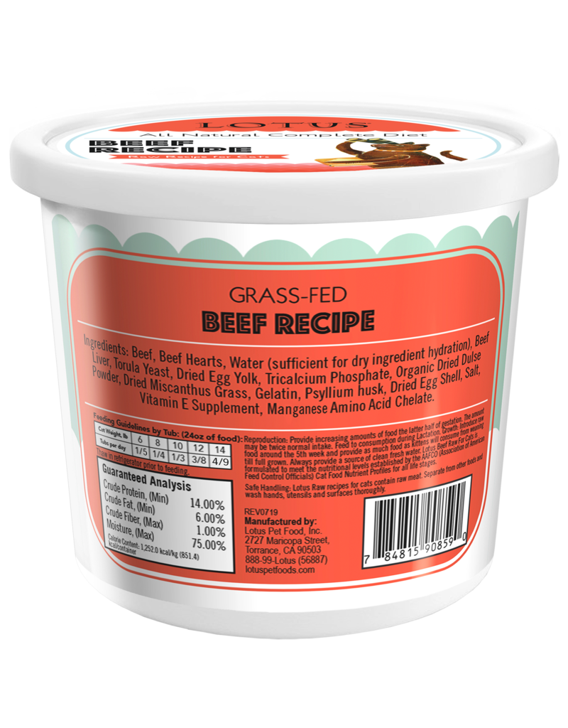 Lotus Natural Pet Food Lotus Frozen Raw Cat Food | Grass Fed Beef 24 oz (*Frozen Products for Local Delivery or In-Store Pickup Only. *)
