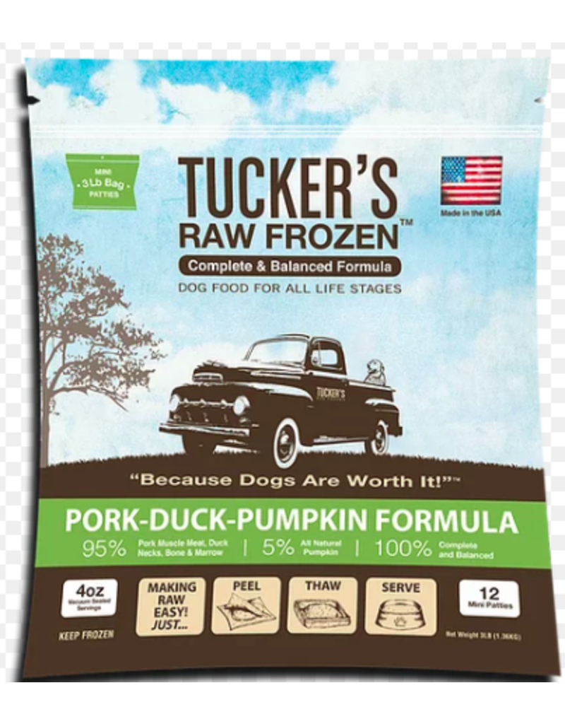 Tuckers Tucker's Raw Frozen Dog Food Pork Duck Pumpkin Patties 6 lb (*Frozen Products for Local Delivery or In-Store Pickup Only. *)