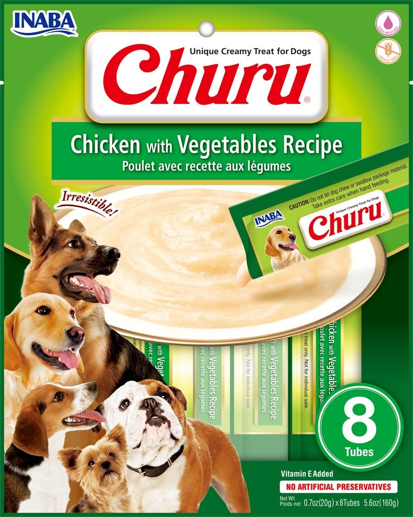 Inaba Churu Puree Dog Treats Chicken Vegetables 8 Pk The Pet Beastro The Pet Beastro